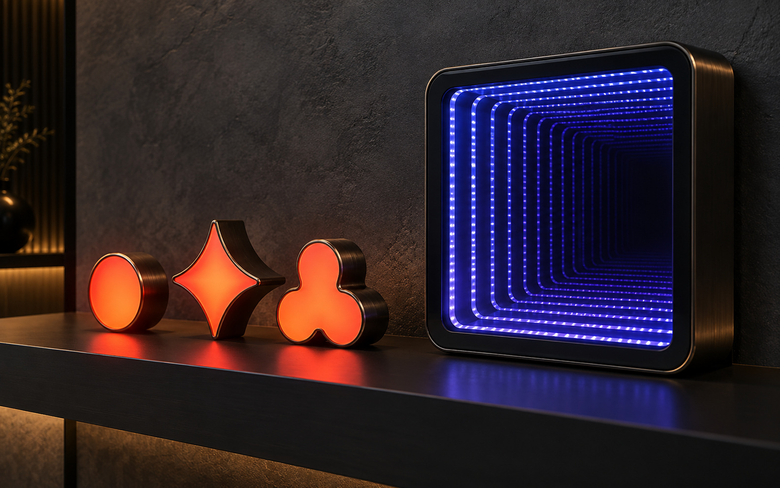 Mini illuminated letters and infinity mirror signage
